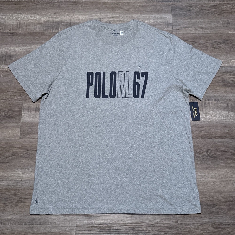 Polo Ralph Lauren Gray RL 67 Short Sleeve Tee Shirt Men's Size 4XLT 4XL TALL NEW